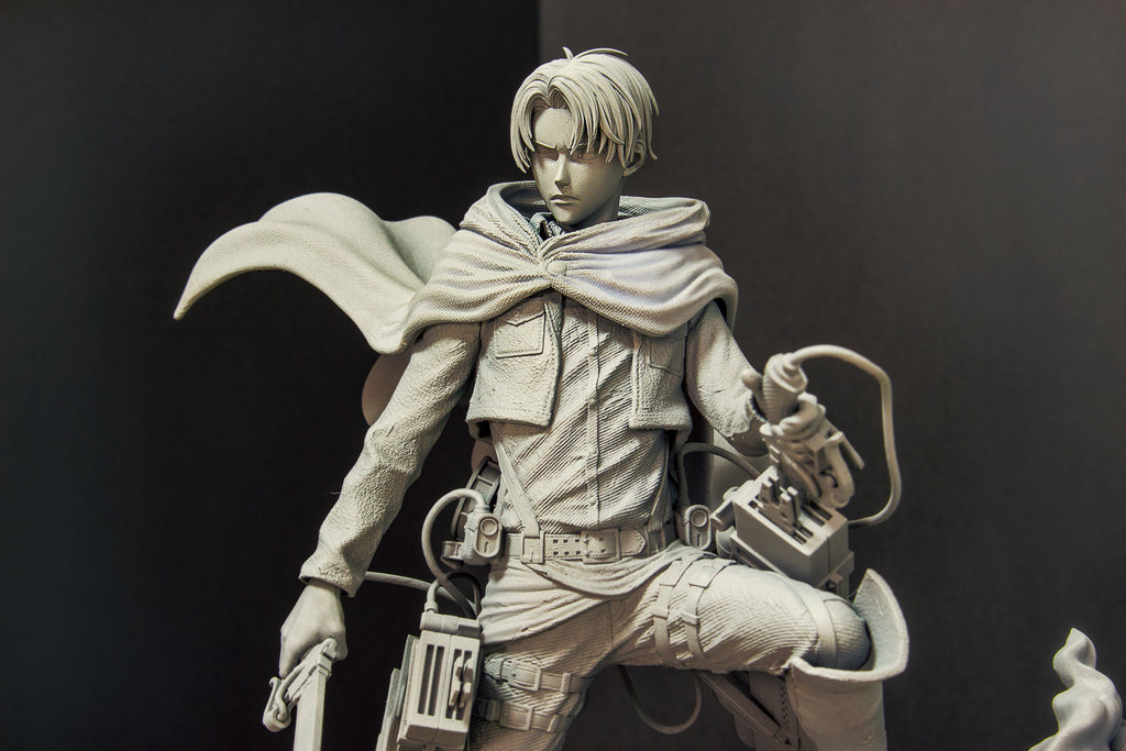 Figura coleccionable de anime de Levi Ackerman de Attack on Titan, escala 1/9 y con expositor.